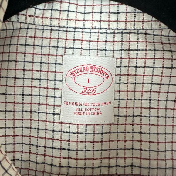 Mens Brooks Brothers Original Polo Shirt Button Down White Red Blue Plaid 346 L - Picture 4 of 6